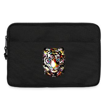 Tiger - Bunter Tiger - Tigazprint - Laptoptasche 13" - Schwarz - Vorne