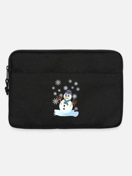 Schneemann und Schneeflocken coole Weihnachten - Laptoptasche 13" - Schwarz