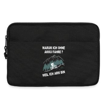 E-Bike, Mountainbike, bergauf, radfahren, Berge - Laptoptasche 13" - Schwarz - Vorne