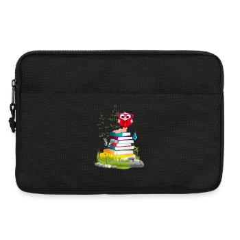 wissensdurstiger Bücherwurm beim Buch lesen - Laptoptasche 13" - Schwarz - Vorne