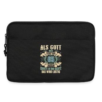 65. Geburtstag Als Gott Mich Schuf Vor - Laptoptasche 13" - Schwarz - Vorne