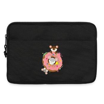 three cute mice and a donut with pink glaze - Laptop bag 13" - black - Front