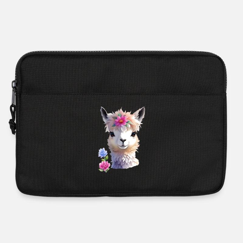 süßes Lama - Laptoptasche 13" - Schwarz