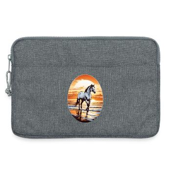 Cheval sur la plage - Sacoche pour ordinateur portable 13 pouces - gris chiné - Devant
