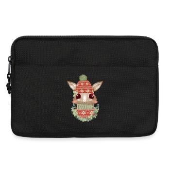 braunes Kaninchen mit Pullover,Bommelmütze & Kranz - Laptoptasche 13" - Schwarz - Vorne