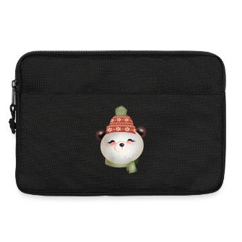 Ours panda mignon avec chapeau pompon en hiver - Sacoche pour ordinateur portable 13 pouces - noir - Devant