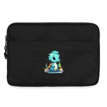 Kleiner Blauer Babydrache Fantasy Shirt - Laptoptasche 13" - Schwarz - Vorne