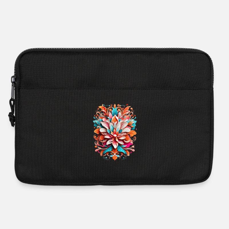 Farbenfrohes Blumenpracht-Muster - Laptoptasche 13" - Schwarz