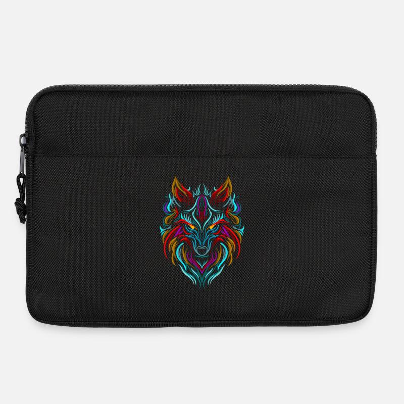 Wolf Tattoo Bunt - Laptoptasche 13" - Schwarz