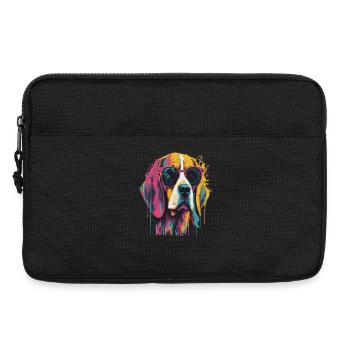 Chien coloré avec des lunettes de soleil - Sacoche pour ordinateur portable 13 pouces - noir - Devant
