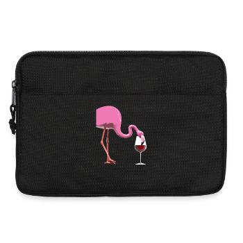 Flamingo mit Weinglas - Laptoptasche 13" - Schwarz - Vorne