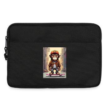 Skate-Monkey im Großstadt-Style - Laptoptasche 13" - Schwarz - Vorne