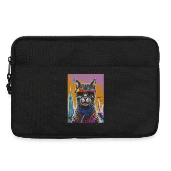 Urban Cat with Rainbow Shades - Laptop bag 13" - black - Front