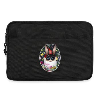 Gartenzwerg mit Hasen Maske inkognito im Garten - Laptoptasche 13" - Schwarz - Vorne