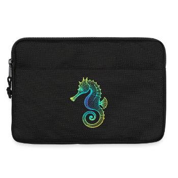 Seepferdchen Farbverlauf Blau Gelb Tribal Grün - Laptoptasche 13" - Schwarz - Vorne