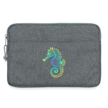 Hippocampe dégradé bleu jaune vert tribal - Sacoche pour ordinateur portable 13 pouces - gris chiné - Devant