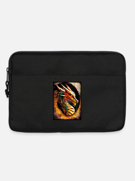 Feuerdrache im Kreis - Laptoptasche 13" - Schwarz