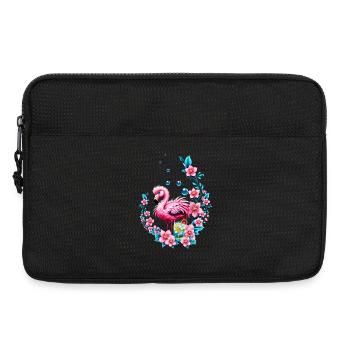 Flamant rose élégant avec des fleurs tropicales. - Sacoche pour ordinateur portable 13 pouces - noir - Devant