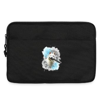 Schweizer Schäferhund hält Stock im Mund - Laptoptasche 13" - Schwarz - Vorne
