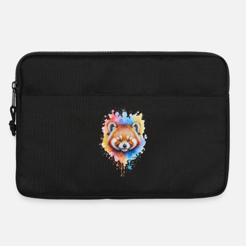 Rot Panda Aquarell Splash - Laptoptasche 13" - Schwarz