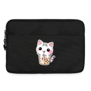 Kawaii Bubble Tea Cat - Laptop bag 13" - black - Front