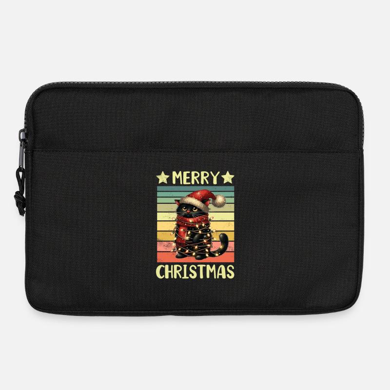 Schwarze Katze Weihnachten - Laptoptasche 13" - Schwarz