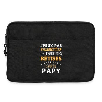 Bêtises avec mon super Papy - cadeau humour enfant - Sacoche pour ordinateur portable 13 pouces - noir - Devant