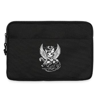 Ange Blanc Chat Avec Des Ailes - Sacoche pour ordinateur portable 13 pouces - noir - Devant