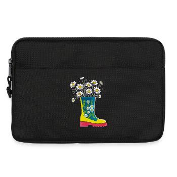 Bunter Gummistiefel mit Blumen - Laptoptasche 13" - Schwarz - Vorne