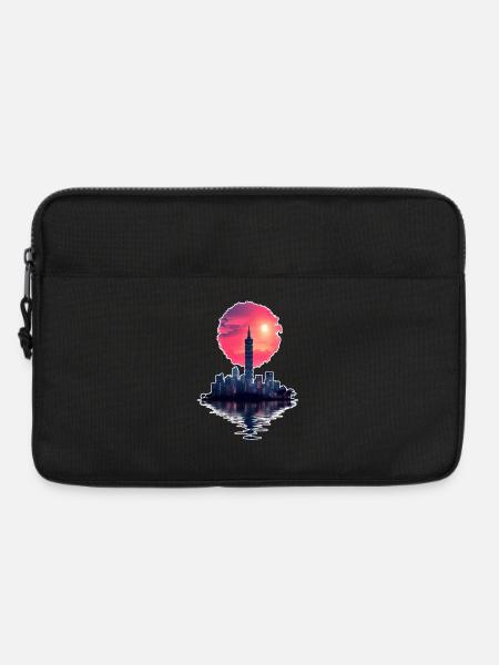 Neon Sunset – Stadt trifft Horizont - Laptoptasche 13" - Schwarz