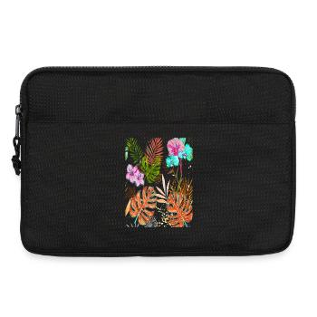 Exotisches Monstera Tropenmuster mit Blumen - Laptoptasche 13" - Schwarz - Vorne