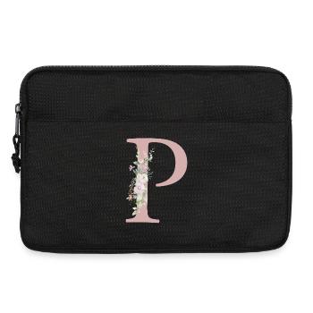 P Monogramm, Floral, personalisierbar - Laptoptasche 13" - Schwarz - Vorne