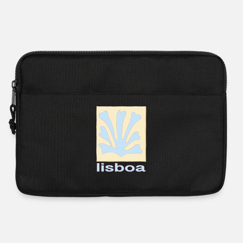 Lisboa Palmenblatt Blau Retro - Laptoptasche 13" - Schwarz