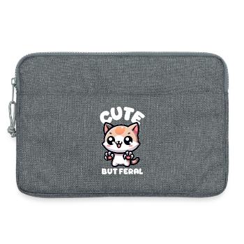 Chat mignon mais sauvage - Sacoche pour ordinateur portable 13 pouces - gris chiné - Devant