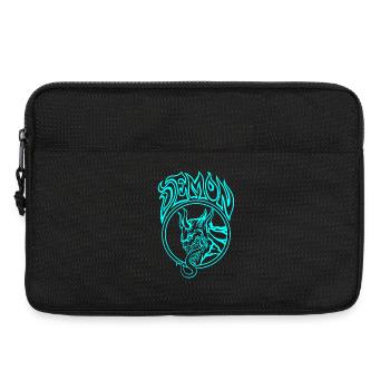 BLUE Demon – Infernal Line Art Illustration - Laptop bag 13" - black - Front