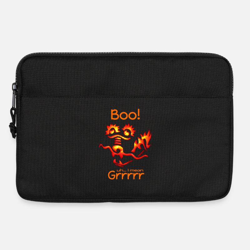 Feuriger Cartoon-Drache mit humorvollem Text Buh! - Laptoptasche 13" - Schwarz
