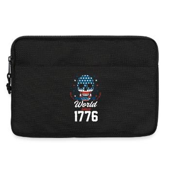 Crâne avec drapeau américain et histoire - Sacoche pour ordinateur portable 13 pouces - noir - Devant