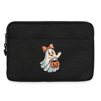 Cute Halloween Ghost Girl with Pumpkin Basket - Laptop bag 13" - black - Front