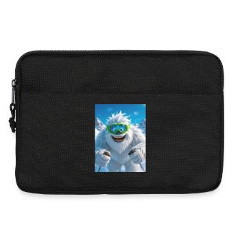 Riesiger Yeti fährt fröhlich mit grüner Brille Ski - Laptoptasche 13" - Schwarz - Vorne