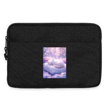Verträumte schlafende Katze mit funkelndem Hintergrund - Laptoptasche 13" - Schwarz - Vorne