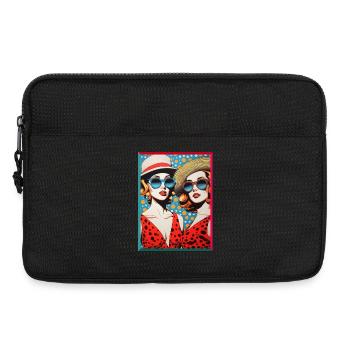 Pop Art Femmes avec lunettes de soleil Chapeaux de soleil - Sacoche pour ordinateur portable 13 pouces - noir - Devant