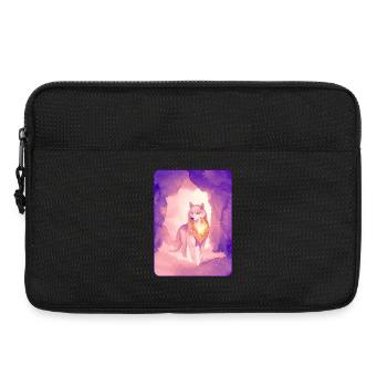 Loup blanc à l’aquarelle 2 (violet) - Sacoche pour ordinateur portable 13 pouces - noir - Devant