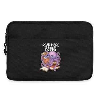 Lesender Oktopus im Bücherstapel Buch Geschenk - Laptoptasche 13" - Schwarz - Vorne