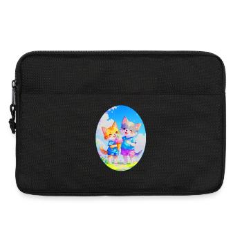 Kätzchen, Hündchen & Eiscreme (Oval) - Laptoptasche 13" - Schwarz - Vorne