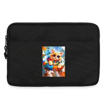 Coole Katze im bunten Schwimmreifen - Laptoptasche 13" - Schwarz - Vorne