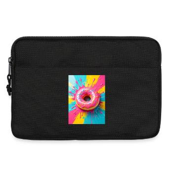 Glänzender rosa Donut, der in süßer Pop-Art-Farbe leuchtet - Laptoptasche 13" - Schwarz - Vorne