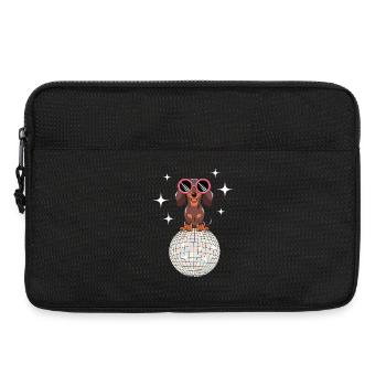 Dachshund Disco Ball 80s Retro Funny - Laptop bag 13" - black - Front