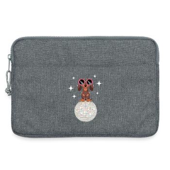 Dachshund Disco Ball 80s Retro Funny - Laptop bag 13" - heather grey - Front