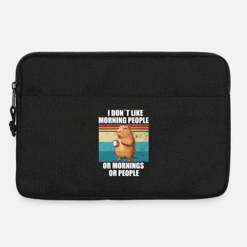 Capybara mit Kaffee I dont like Morning People - Laptoptasche 13" - Schwarz