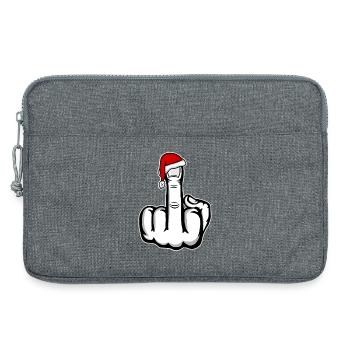 Weihnachten Mittelfinger mit Weihnachtsmütze - Laptoptasche 13" - Grau meliert - Vorne